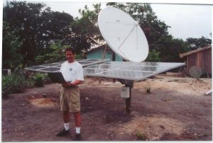 Bob Freling, SELF's Executive Director, sends an email using a solar powered satellite