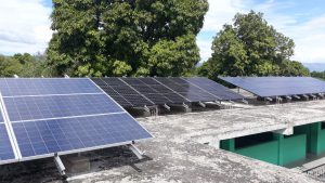 Solar panels on the rooftop of a school in Haiti