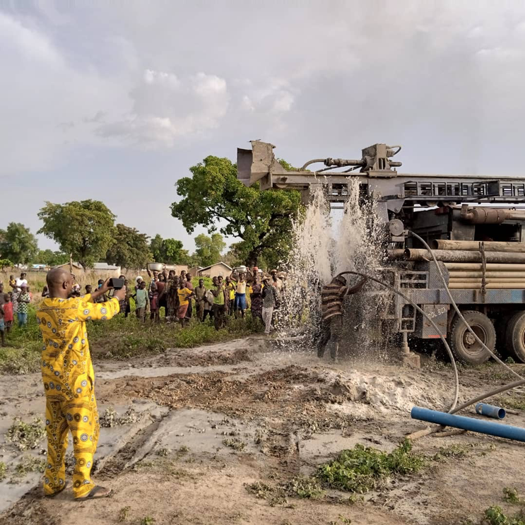 A well is drilled in the Benin Village of Dadi to provide residents clean water